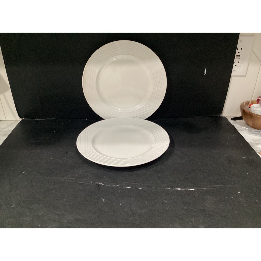 2 - All White Modernist Plates by Lauren Ralph Lauren